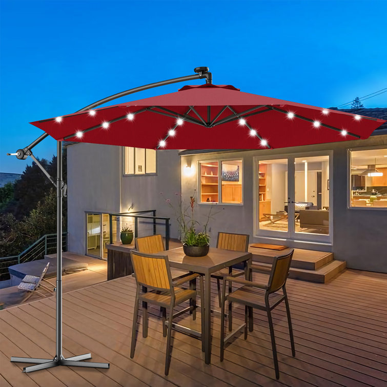 Arlmont & Co. Pugh 120'' Lighted Cantilever Umbrella & Reviews Wayfair